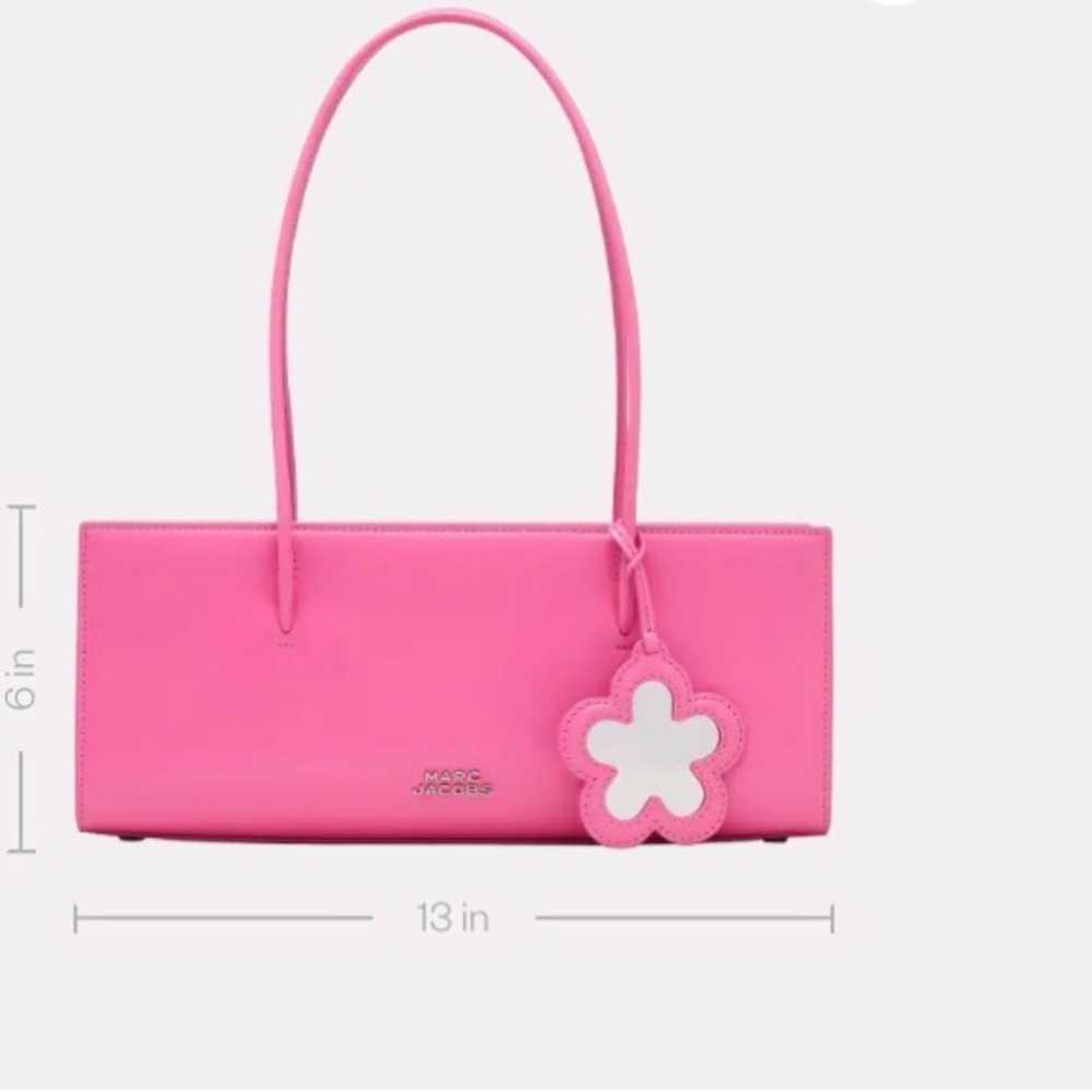 Marc Jacobs Hot Pink Leather Shoulder Tote with Flower Charm - Picture 2 of 6